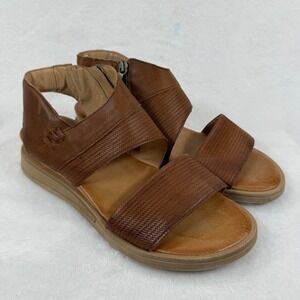 Miz Mooz New York City Cece Leather Brown Zip Back Gladiator Sandals Sz 41 US 10